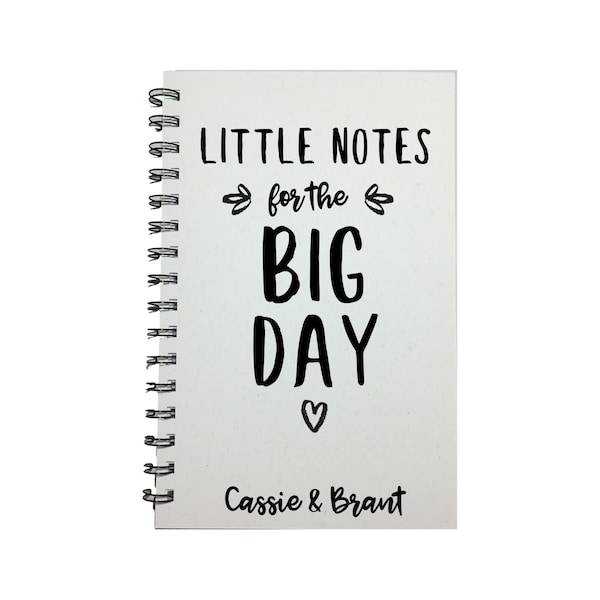 Little Notes for the Big Day, Handmade Book, Wedding Notebook  Journal, Wedding Planning, Personalized Engagement Gift, Couple Gift, Bride