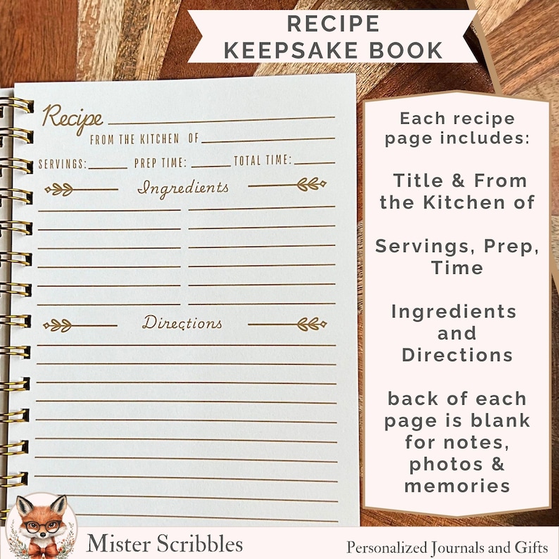 Mom’s Favorite Recipes Book | Personalized Recipe Journal With Recipe ...