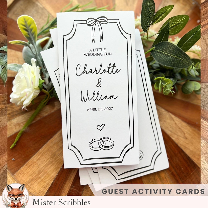 Wedding Guest Activity Cards, Cocktail Hour and Reception Games, Activities for Adults, Custom Wedding Table Favor Bild 16
