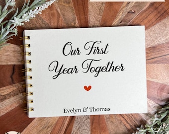 Our First Year Together Book, Personalized Couple Journal Keepsake