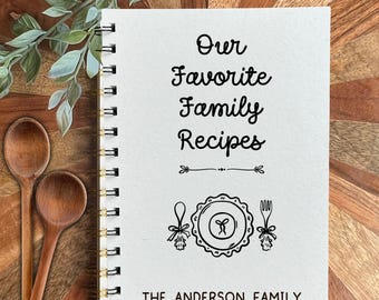Family Favorites Recipe Book with Recipe Pages | Personalized Family Recipes Journal Cookbook