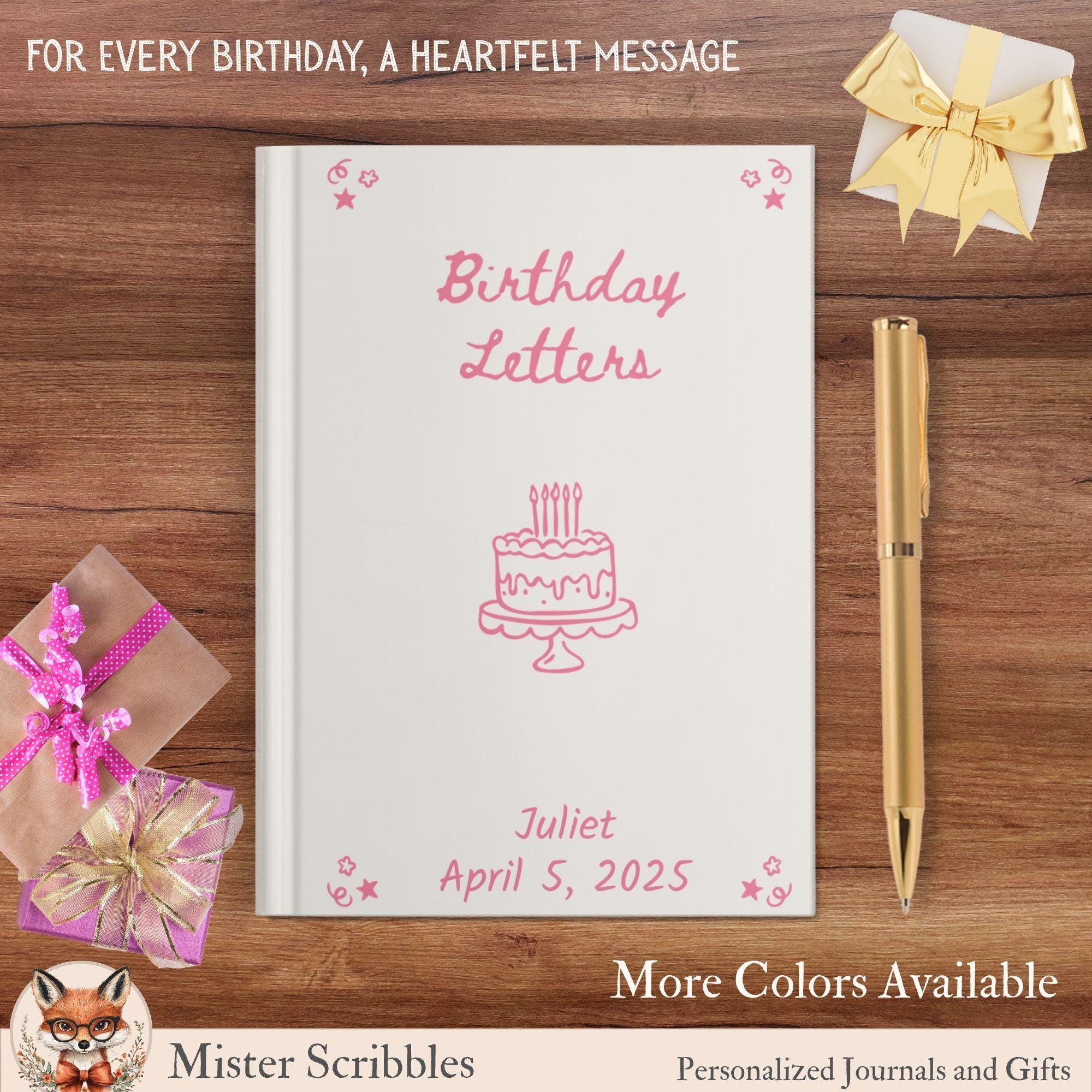 Birthday Letters Journal, Birthday Keepsake Book, Custom Memory Book, Baby Shower Gift, for New Moms, Birthday Tradition from Mom and Dad