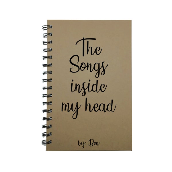 The Songs Inside My Head, Music Journal, Song Writing Notebook, Music Gift, Song Writer Gift, Musicians Gift, Song Writing, Music Notes