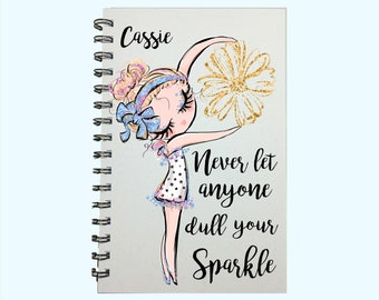 Never Let anyone dull your Sparkle, Stylish Girl, Journal, Notebook, Inspirational quote, Cute Journal, Journal for Girls, Gift for Teenager
