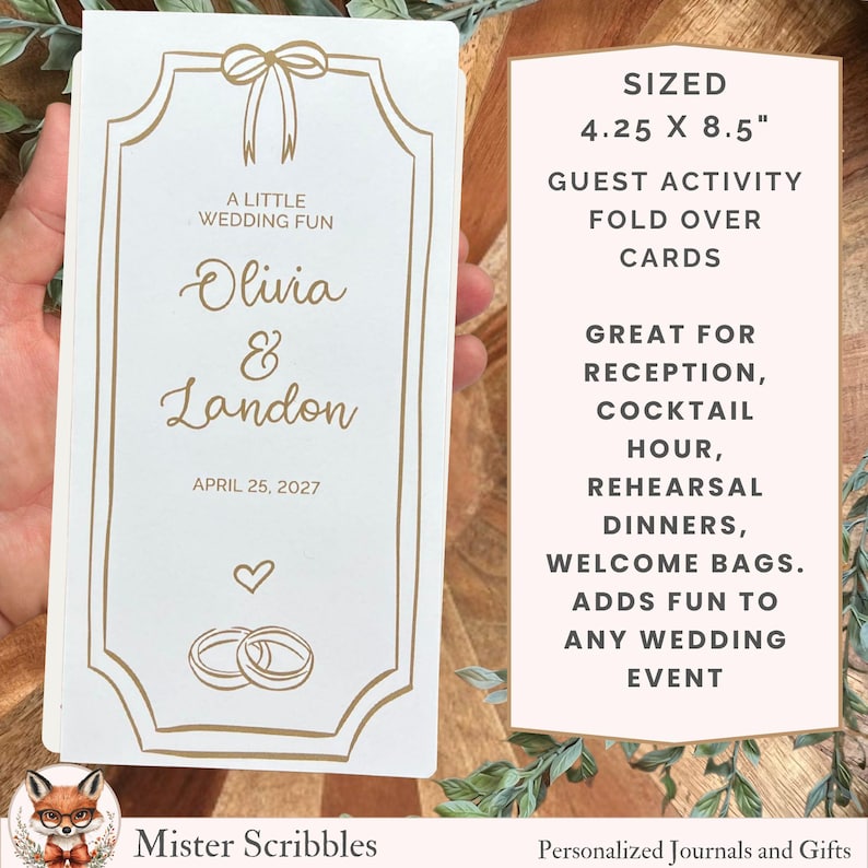 Wedding Guest Activity Cards, Cocktail Hour and Reception Games, Activities for Adults, Custom Wedding Table Favor Bild 11