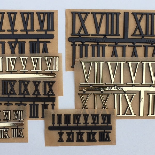 Hot-Stamped Self-Adhesive Plastic Number sets (4 sizes and choice of gold or black roman numerals)
