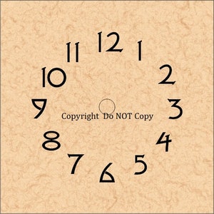May include: A simple clock face with black numbers on a beige background. The numbers 1 through 12 are displayed in a circle around the center of the clock face. The text "Copyright Do NOT Copy" is printed below the clock face.