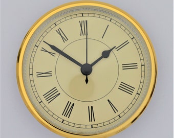 3.5" (90mm)  Fit-UP Movement  Gold  or Black Bezel (rim) options with Ivory Roman-- New Design