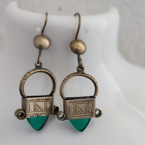Morocco Antique tuaregue earrings ingall green glass
