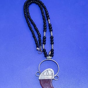 Morocco Maroc Tuareg silver Amulet with agate beads , ethnic tribal jewelry