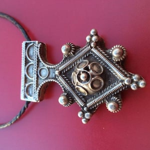 Antique Tuareg silver moroccan boghdad Pendant NECKLACE , berber pendant southern cross ethnic tribal