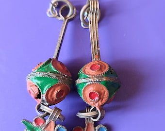 Morocco antique berber earrings , enamel , star earrings