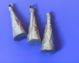 Morocco Antique Berber silver pendants ,cones  ethnic tribal jewelry