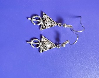 Maroccan Morocco Silver plated fibule earrings , exquisite jewelry gift for her