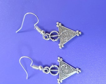 Maroccan Morocco Silver plated fibule earrings , exquisite jewelry gift for her christmas