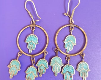 Morocco antique berber earrings khamssa , hands of Fatima christmass gift