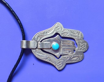 Hamsa Hand of Fatima Necklace, Fatima Hand Pendant, berber Silver Hamsa Necklace, Evil Eye pendant  Hamsa Pendant,turquoise  engraved