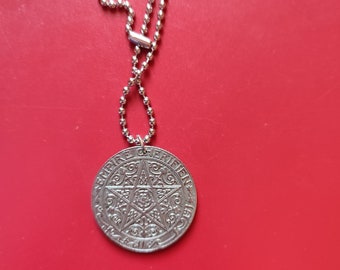 Morocco coin y#36.2 pendant authentic old cherifien coin 1924 Morocco minted coin 1 franc
