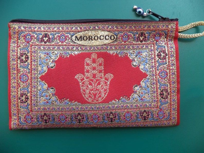 Moroccan wallet Khamssa hand purse for money /& make up Carpet style Rug