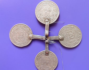 Morocco Vintage lots 4 identical pendants , 10 franc coin 1366  pendants