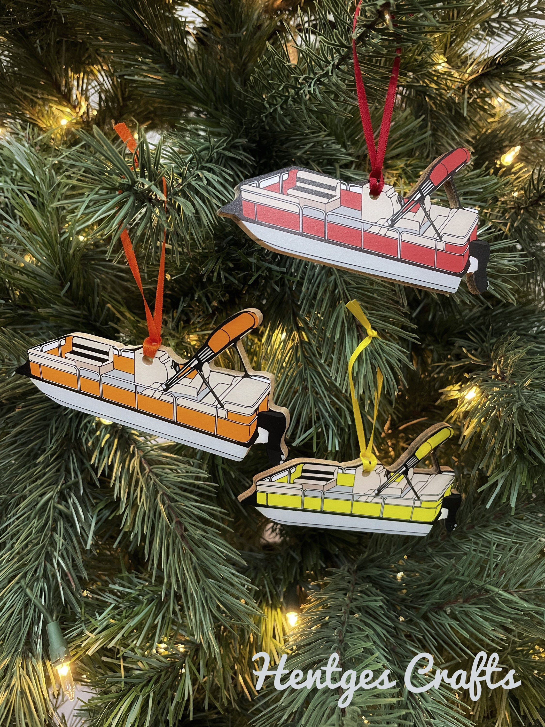 Pontoon Boat Christmas Ornament Wood 2D Etsy