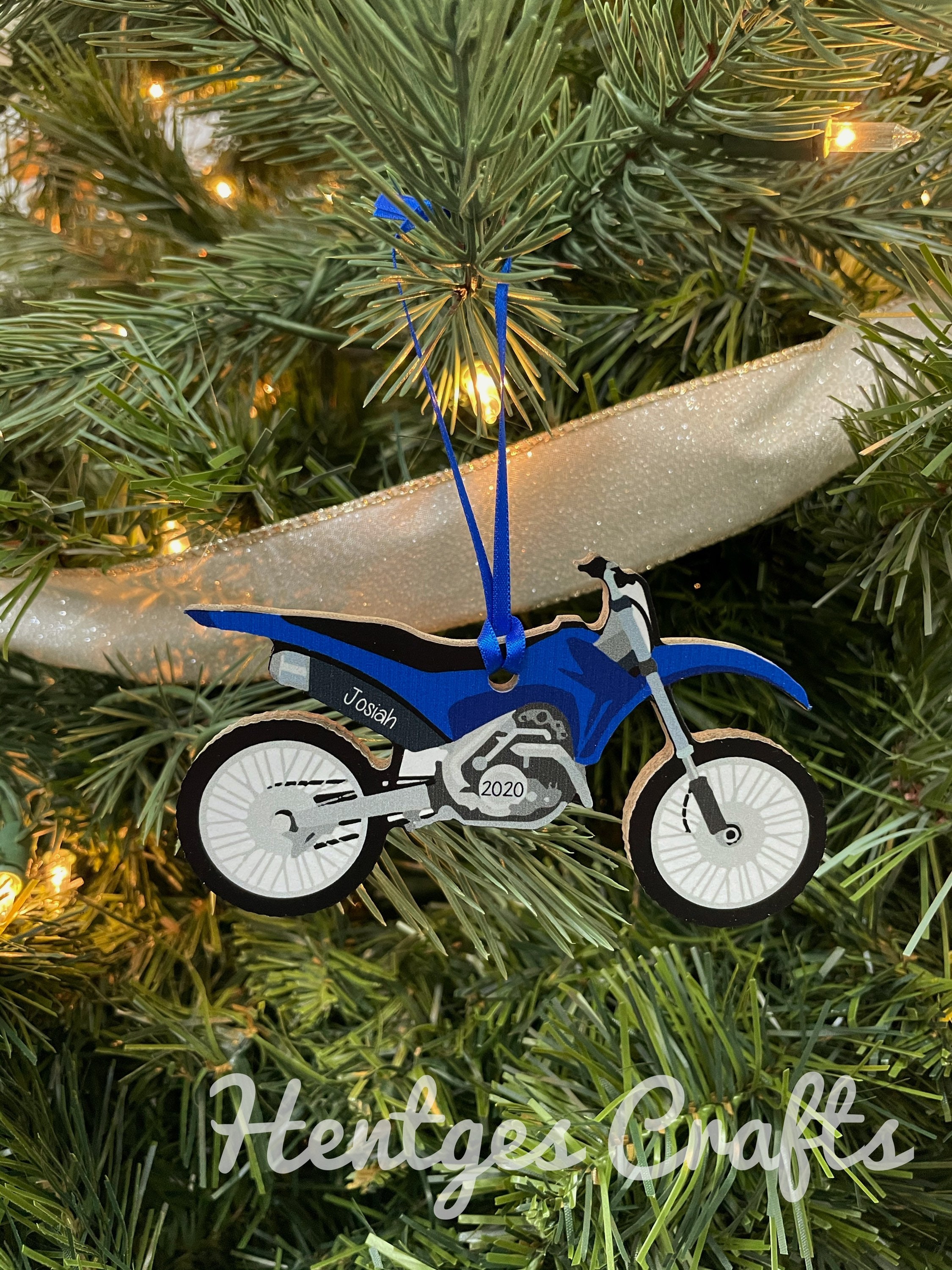 Personalised MX Dirt Bike Motorbike Oak Engraved Wooden Bauble 