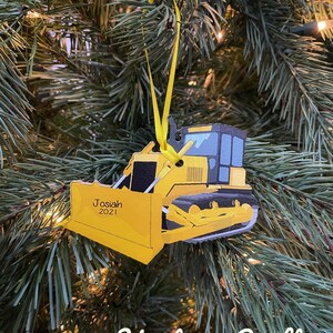 Bulldozer Baumanhänger Christbaumschmuck Holz 2D Krabbel (unfertige Rückseite)