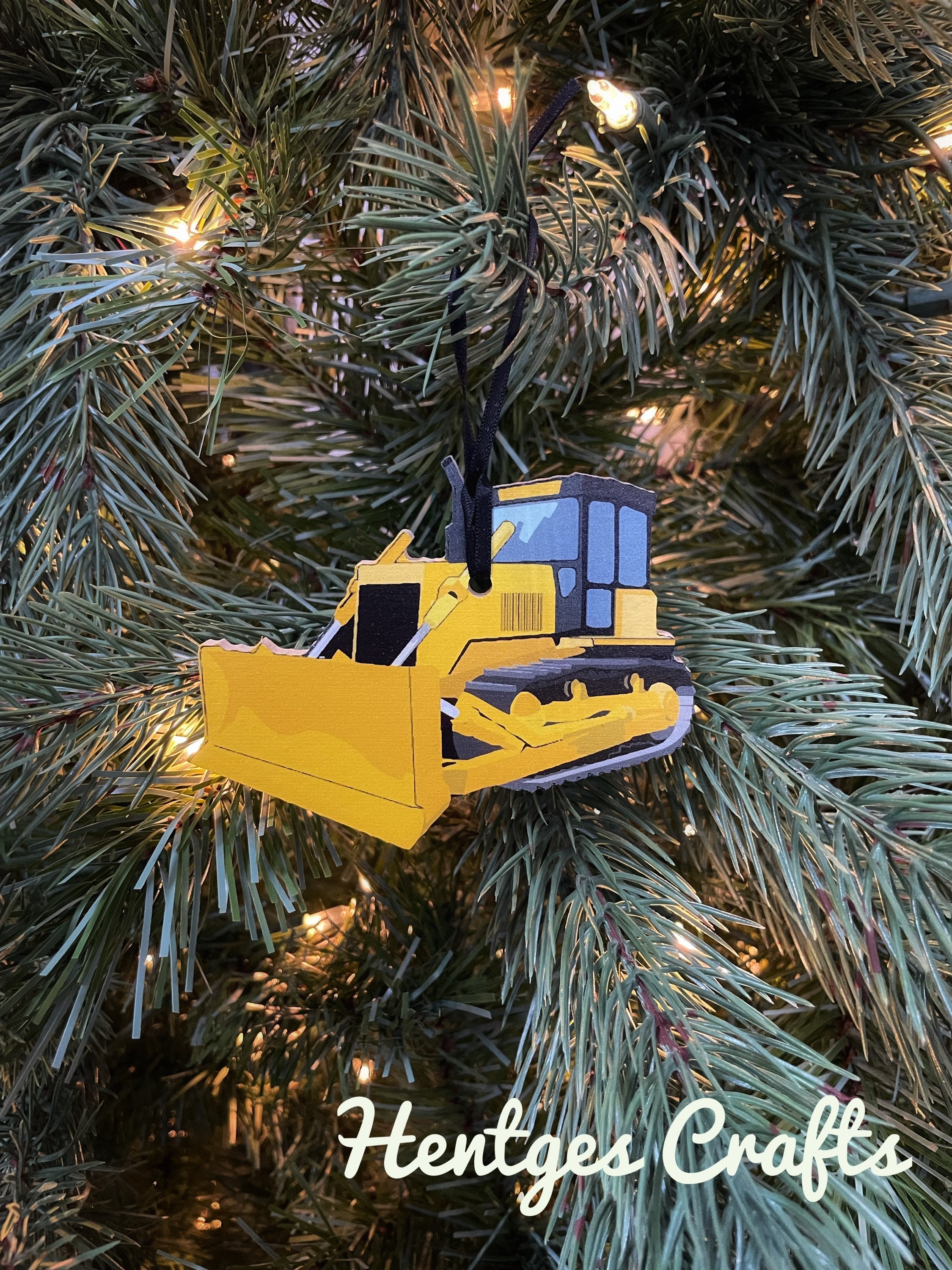 Bulldozer Construction Christmas Ornament Wood 2D Crawler Etsy