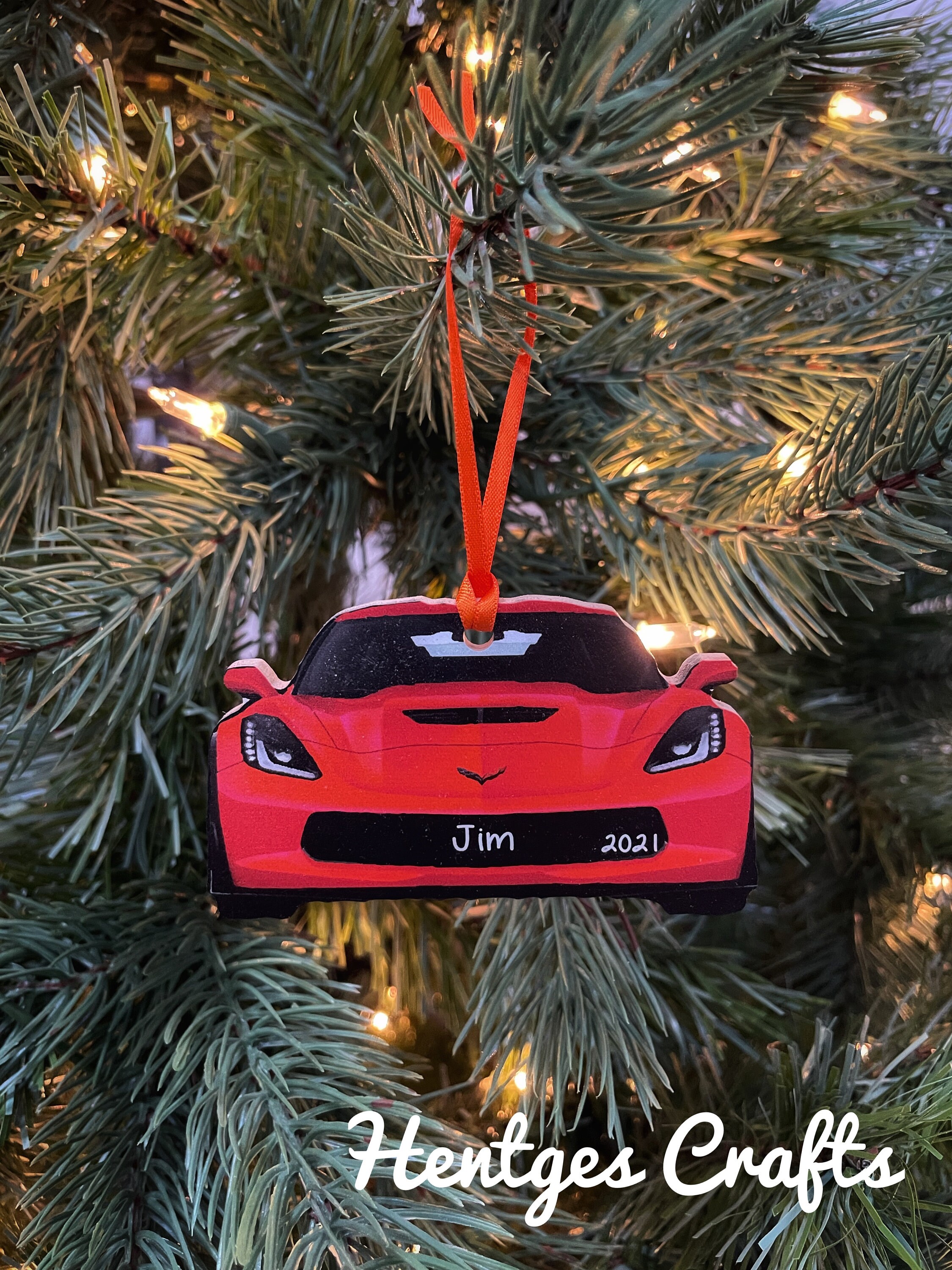 Corvette Christmas Ornament Wood 2D Etsy