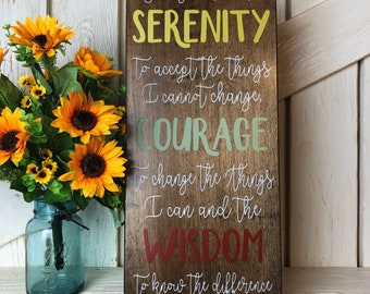 Serenity prayer sign 9x12 / God grant me the serenity / faith sign / inspirational / home decor / wall decor / Courage / Wisdom / wood sign