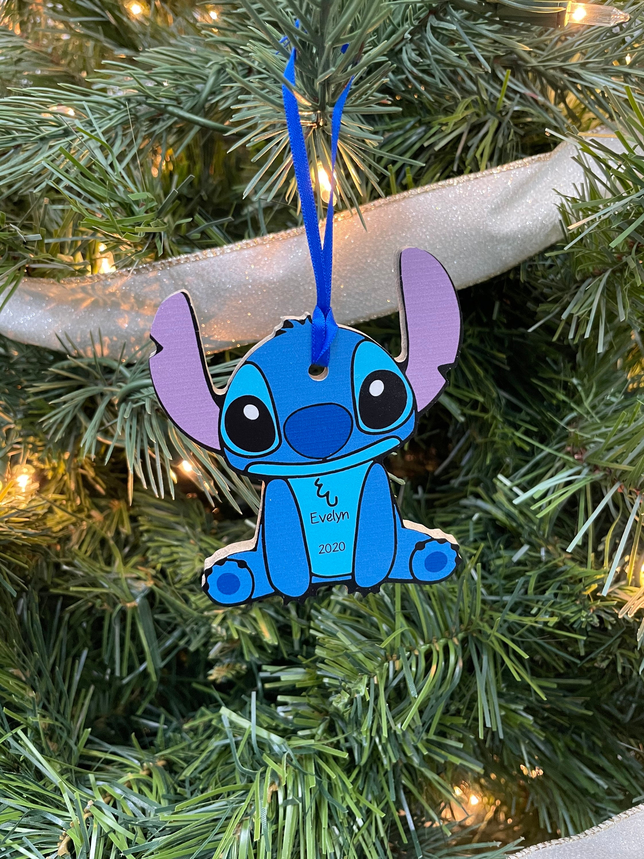 Stitch Christmas Ornament Wood 2D unfinished Back Etsy