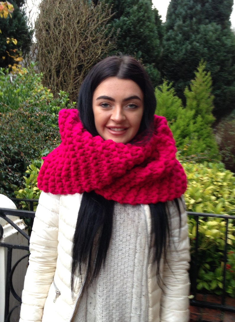 Long Brown Chunky Scarf Knit Scarf Brown Scarf Claire Cowl Etsy UK