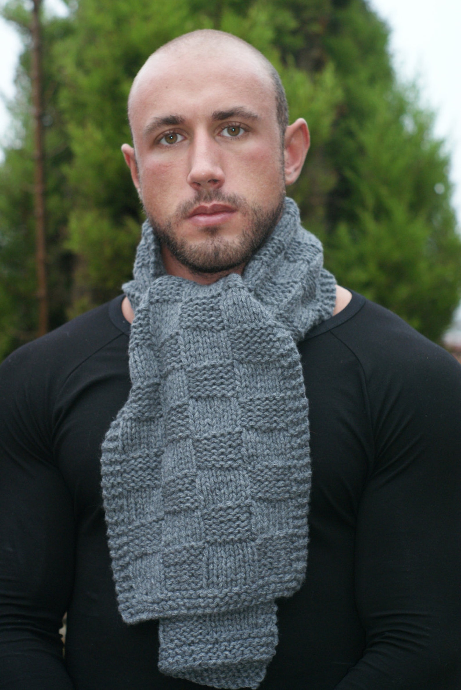 Men Scarf Gray Gray Scarf Winter Gray Cashmere Grey Scarf Etsy