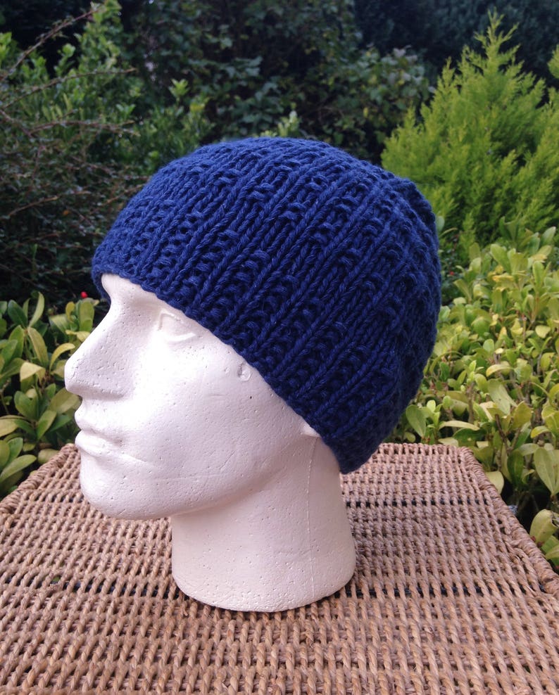 Men Cashmere Hat Navy Hat Long Mens Hat Slouchy Men Blue Etsy