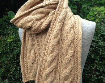 Men Cashmere Scarf, Italian Cashmere, Fawn Cashmere, Beige Scarf, Long Scarf, Gift for him, Knit scarf, Winter Scarf,  Hand knit