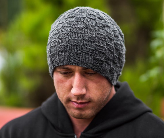 Mens Cashmere Hat Silk Grey Beanie Grey 
