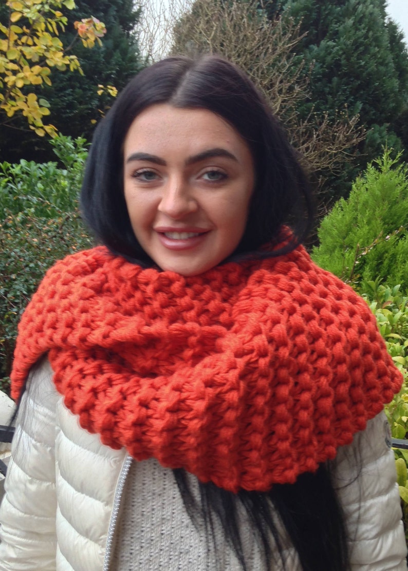 Long Brown Chunky Scarf Knit Scarf Brown Scarf Claire Cowl Etsy UK