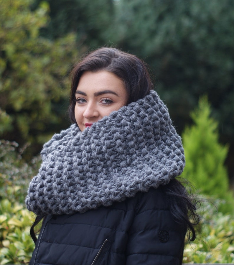 Long Scarf Chunky Knit Scarf Claire Outlander Cowl Gray Etsy Uk