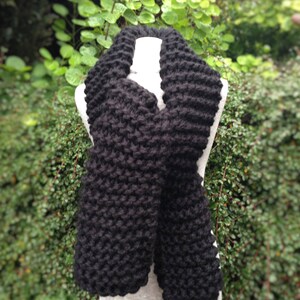 Men Scarf Chunky Knit Scarf Black Knit Scarf Chunky Yarn Hand
