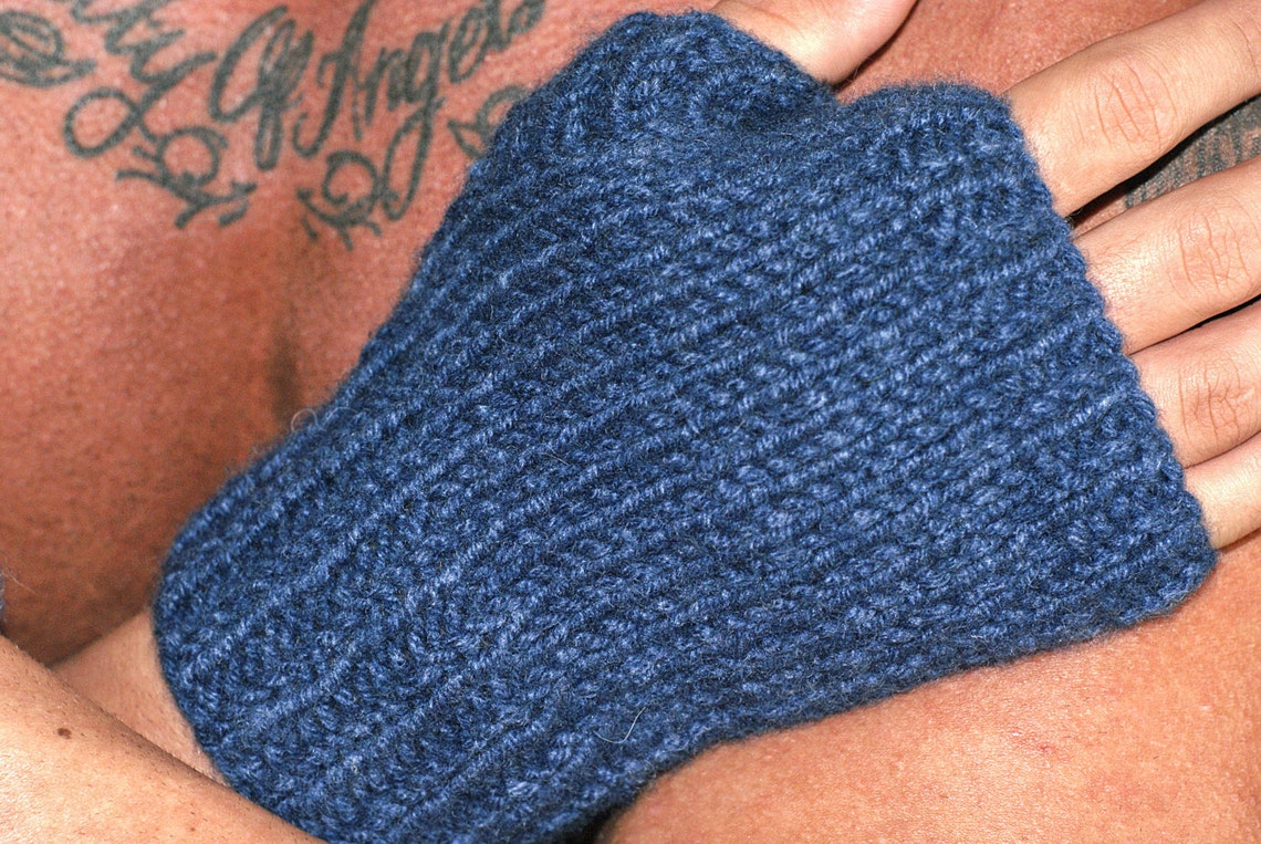Mens Cashmere Fingerless Gloves Blue Cashmere Loro Piana Etsy