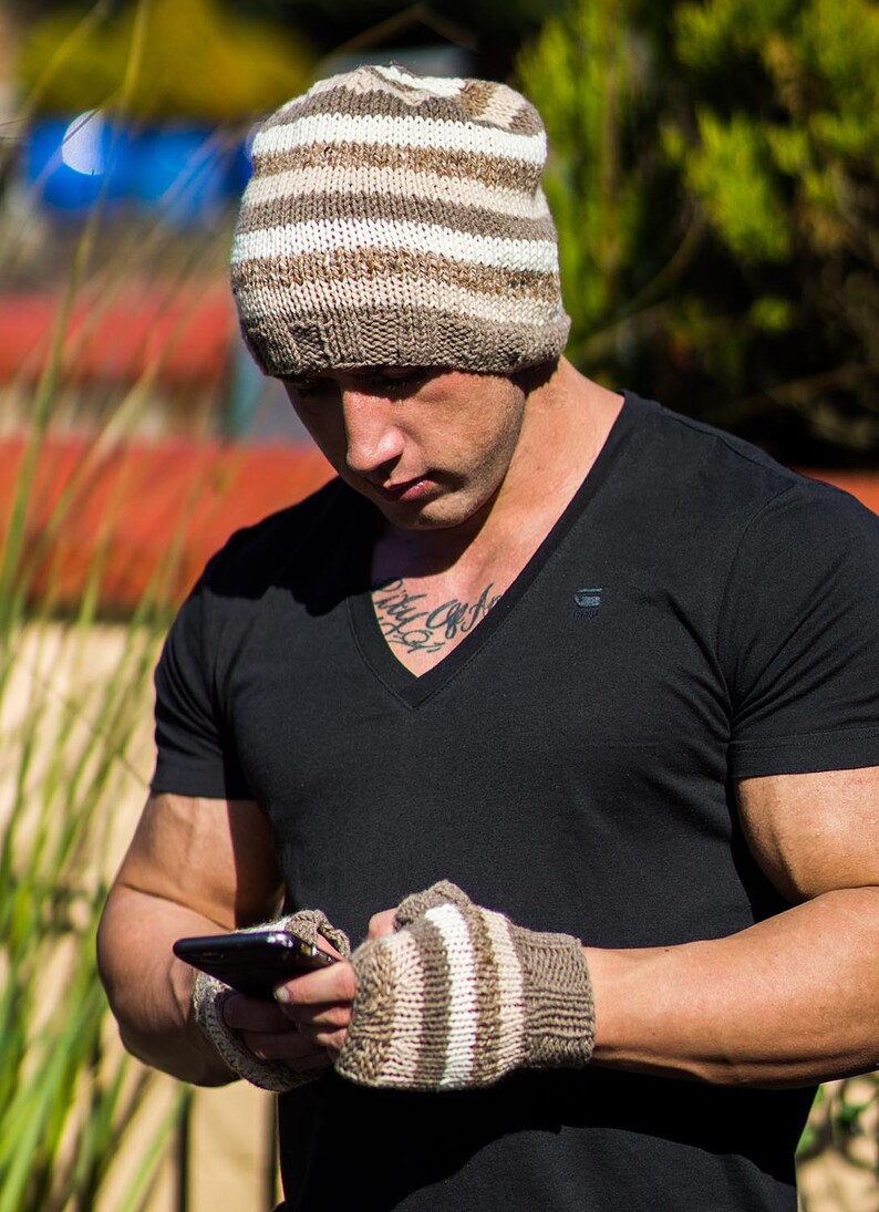 Men Fingerless Gloves Cashmere Beige Italian Etsy UK