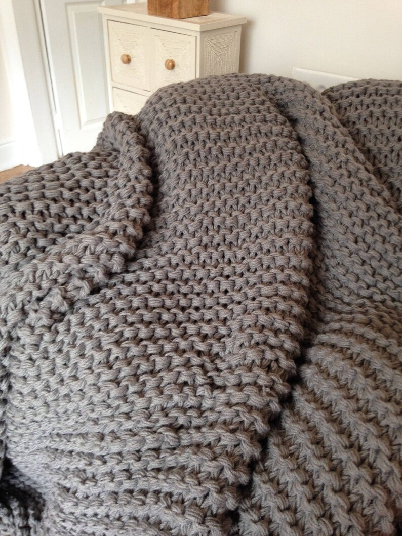 Chunky Knit Blanket, Huge Knit Blanket, Hand Knit Afghan, Giant Yarn