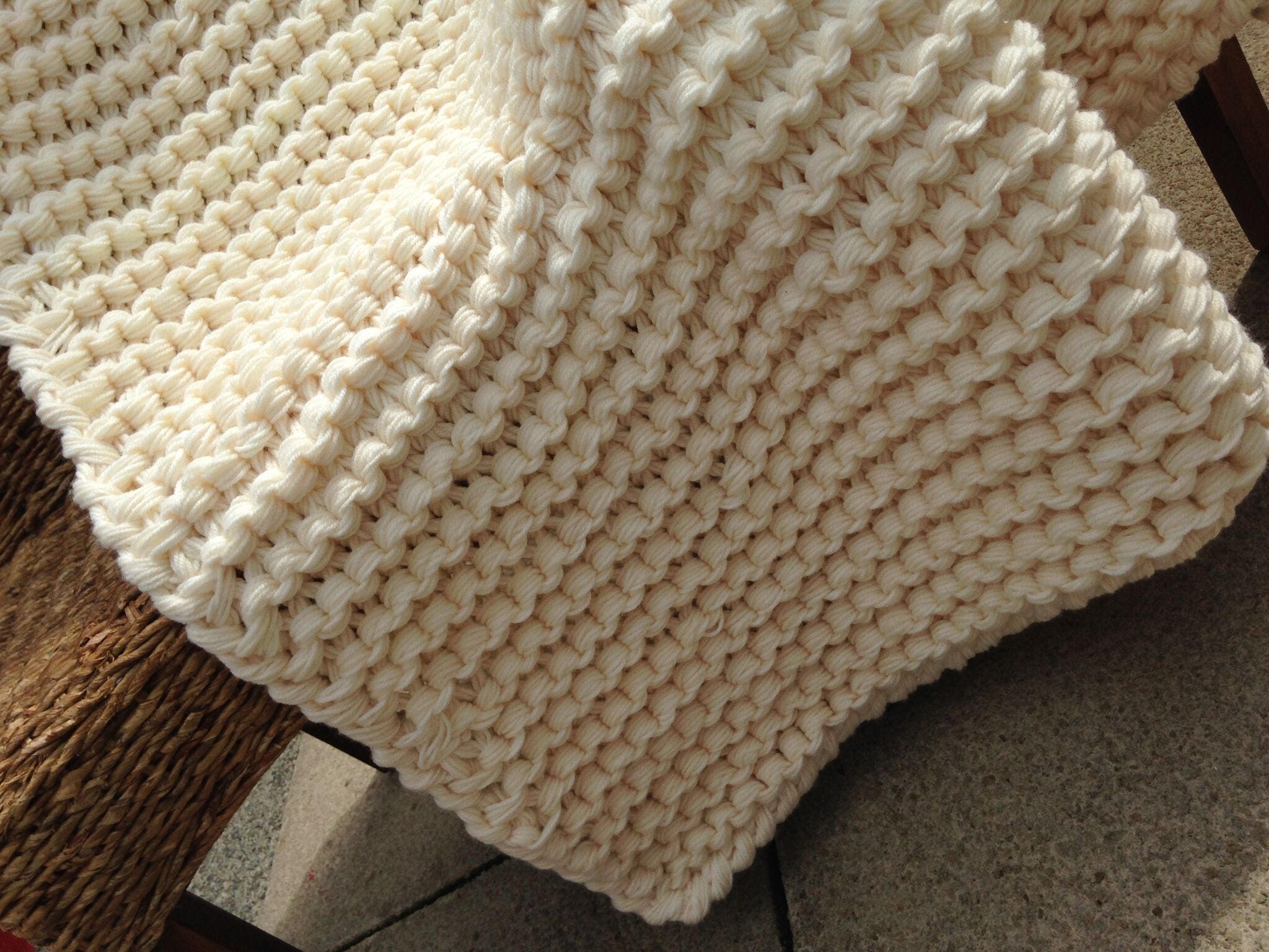 Chunky Knit Blanket Huge Knit Blanket Hand Knit Afghan Etsy UK