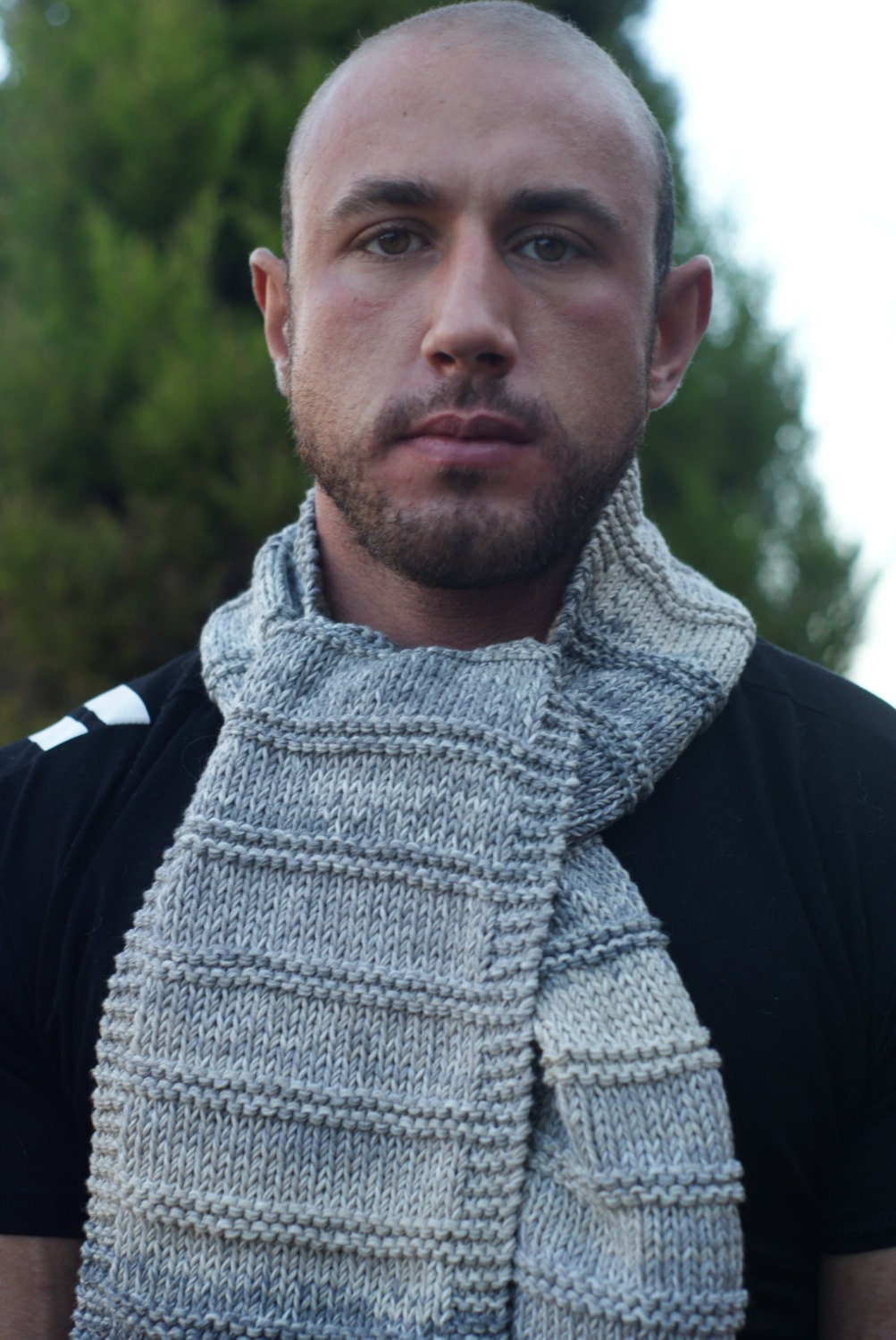 Men's scarf Gray Merinos Cotton Merinos Grey teen Etsy