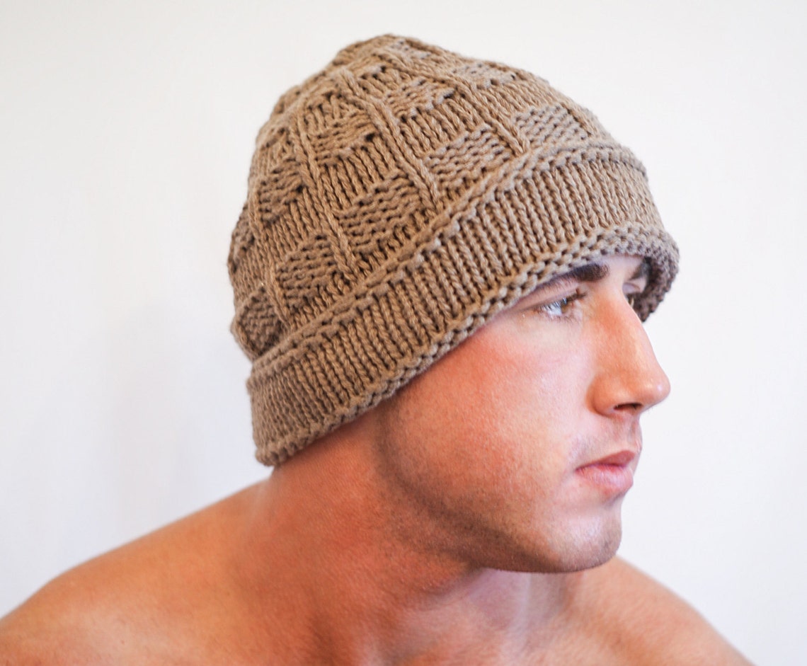 Mens Hat Slouchy Cashmere Silk Beanie Chunky Hand Knit Etsy UK