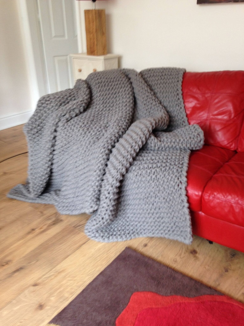 Chunky Knit Blanket Huge Knit Blanket Hand Knit Afghan Etsy UK