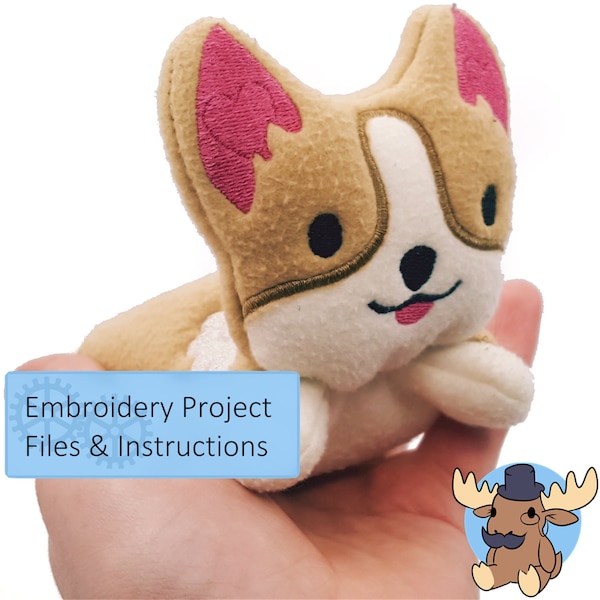 Cupid Corgi Beanie DIGITAL Embroidery Pattern and Instructions