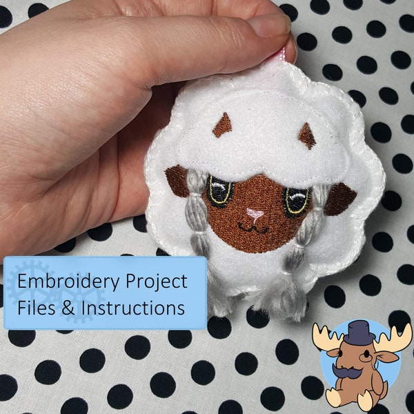 Wooloo Pokemon Inspired Felt Keychain DIGITAL Embroidery Pattern and Instructions