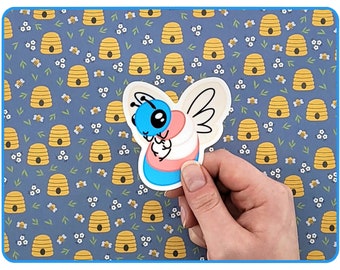 Tran-zzz Bee Sticker - LGBT Transgender Pride Bee on Matte Vinyl