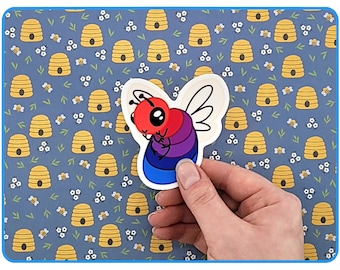 Bee-sexual Sticker - LGBT Bisexual Pride Bee on Matte Vinyl